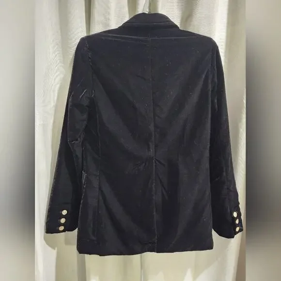Sea New York Eliana Black Velvet Double Breasted Oversized Blazer Jacket XXS‎